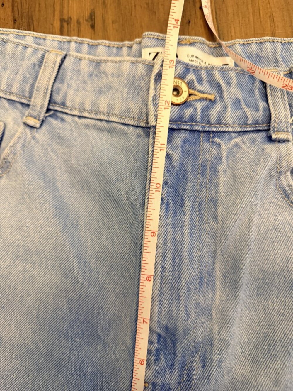 Zara Light Wash Distressed Jorts Denim Shorts High Rise Mom Fit | Size 8 - Picture 11 of 12